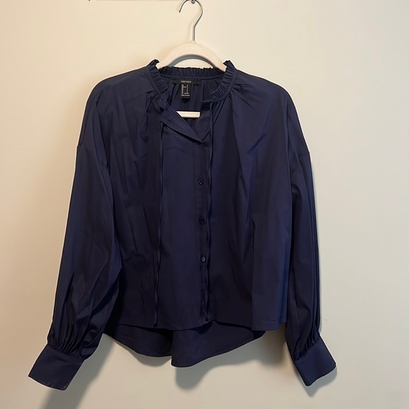 Navy blue button up blouse - Picture 1 of 2